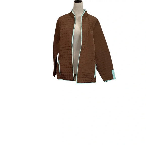 Susan Graver jacket Sz 1X reversible quilted brown & turquoise unique … - Picture 5 of 12